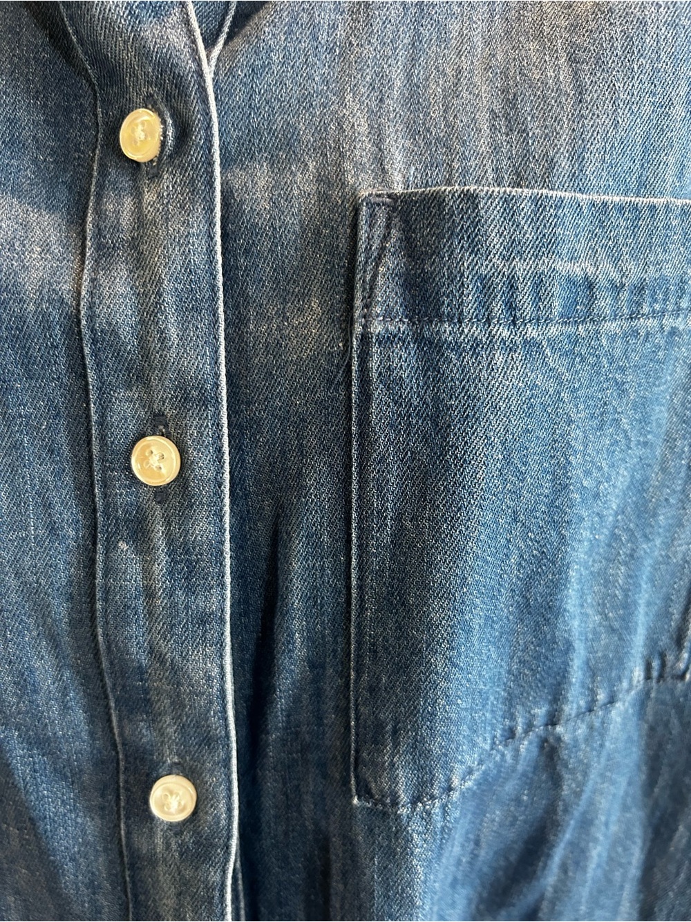 Old Navy Lightweight Denim Shirt Dress SP 100% Cotton Hidden Pockets - Picture 4 of 6